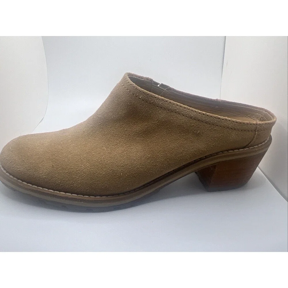 L.L. Bean Deerfield Tan Suede Mule Slip-On Shoes Women's Size 7.5
